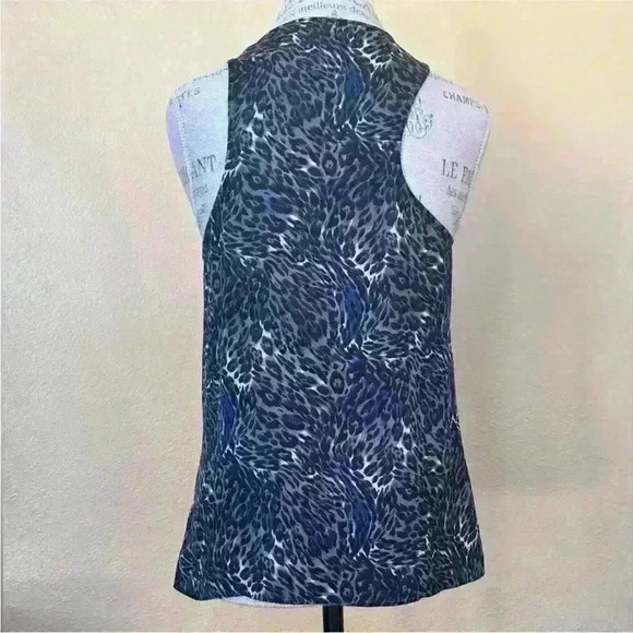 Parker Silk Sleeveless Print Top With Cascade Ruffle Medium New Without Tags ! - Picture 4 of 9